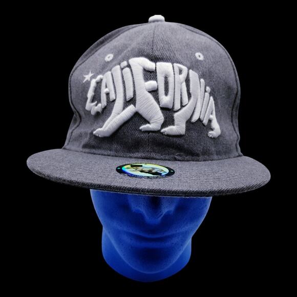 CALIFORNIA REPUBLIC Brand California Bear Embroidered Snapback Gray Cap - Picture 1 of 11